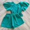 fernandaramoskids com br Conjunto Infantil Feminino Blusa Short Verde Bandeira 2