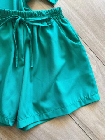 fernandaramoskids com br Conjunto Infantil Feminino Blusa Short Verde Bandeira 1