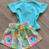 fernandaramoskids com br Conjunto Infantil Feminino Blusa Verde e Short Que Calor Estampado 3