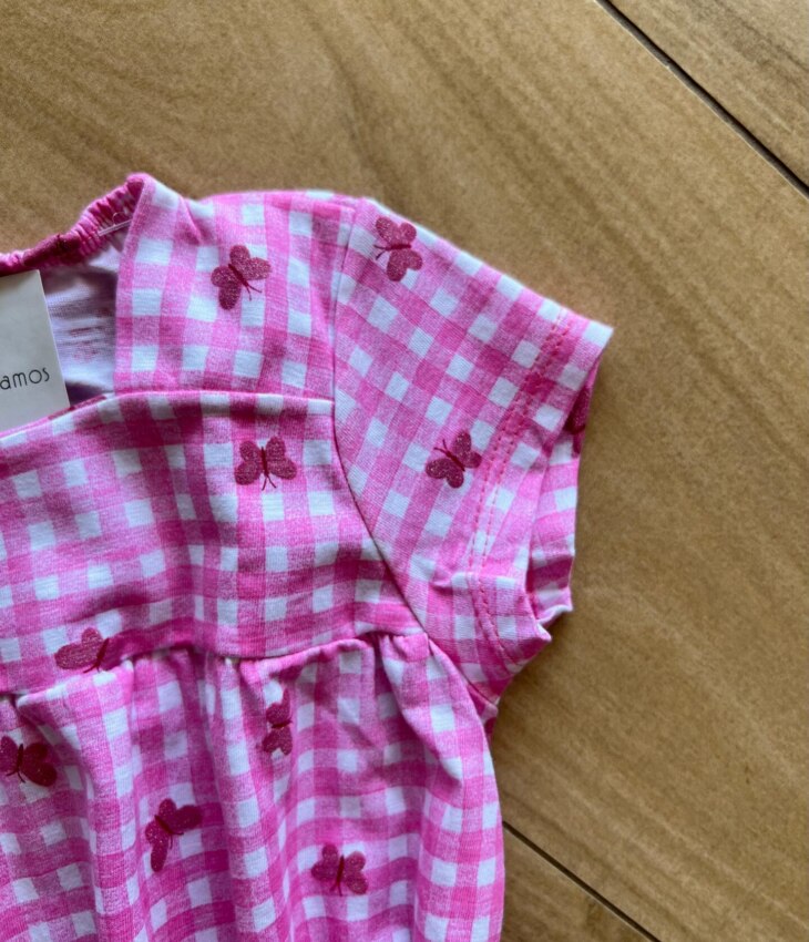 fernandaramoskids com br Conjunto Infantil Feminino Blusa Xafrez com Borboletas e Short Rosa1