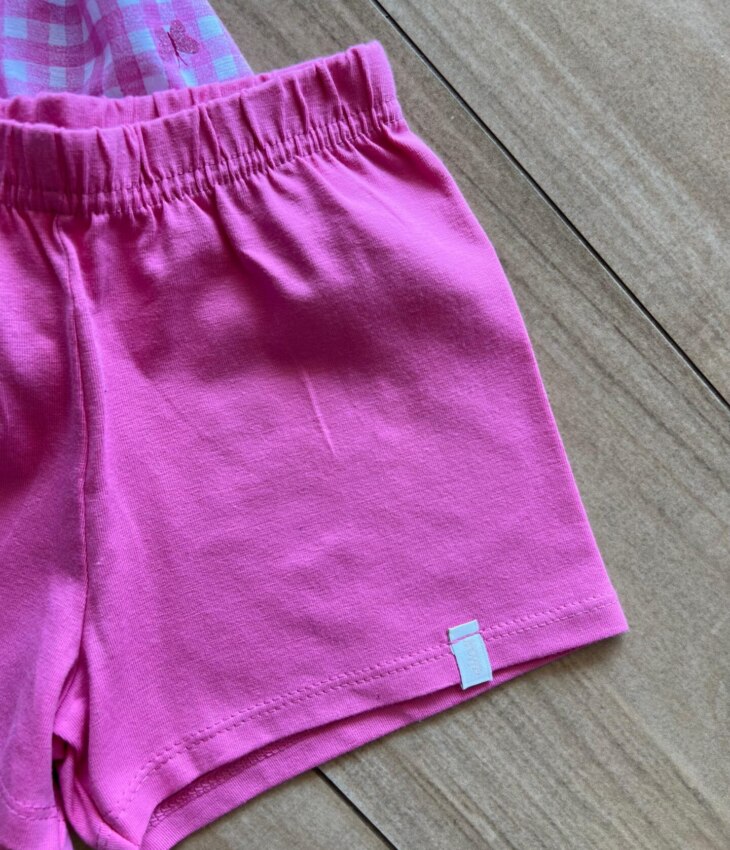 fernandaramoskids com br Conjunto Infantil Feminino Blusa Xafrez com Borboletas e Short Rosa2