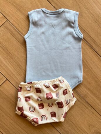 Conjunto Infantil Feminino Body Babador e Short Estampado Fernanda Ramos Kids