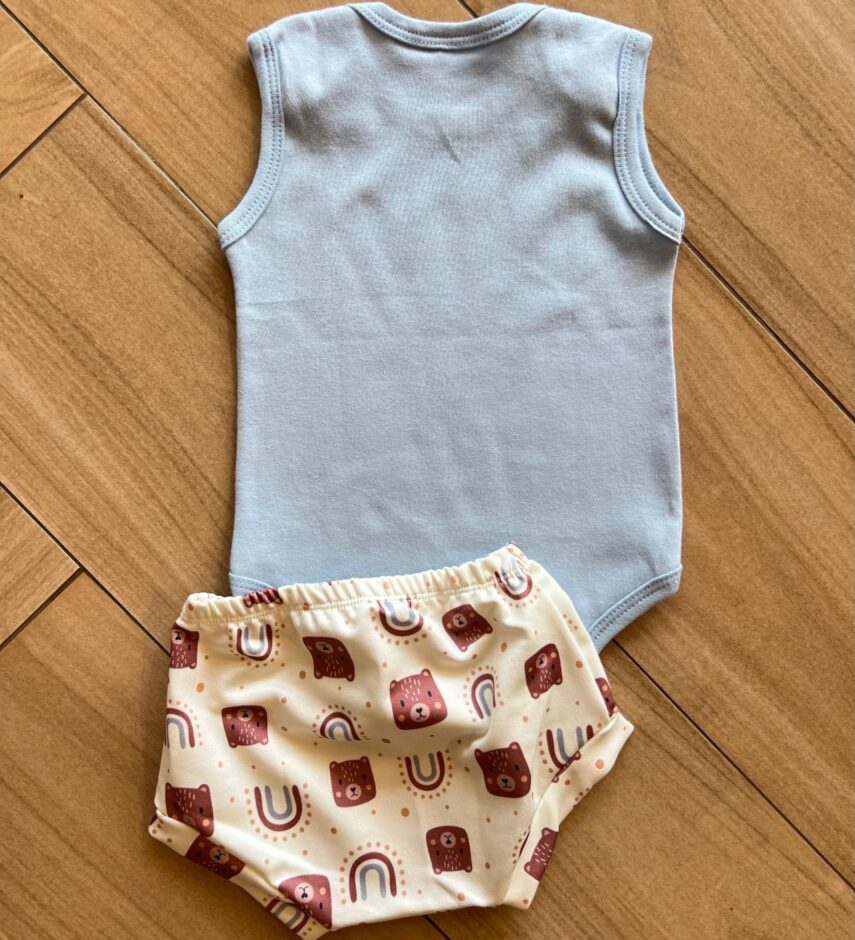 Conjunto Infantil Feminino Body Babador e Short Estampado Fernanda Ramos Kids