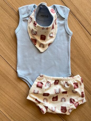Conjunto Infantil Feminino Body Babador e Short Estampado Fernanda Ramos Kids