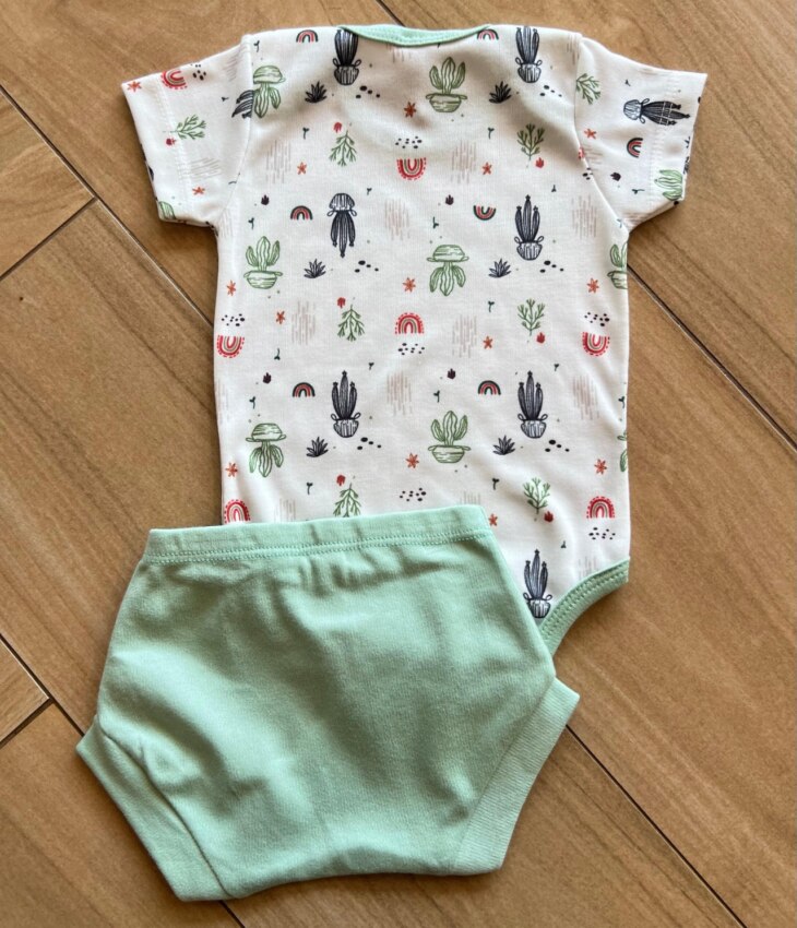 Conjunto Infantil Feminino Body Caquito e Short Verde Fernanda Ramos Kids