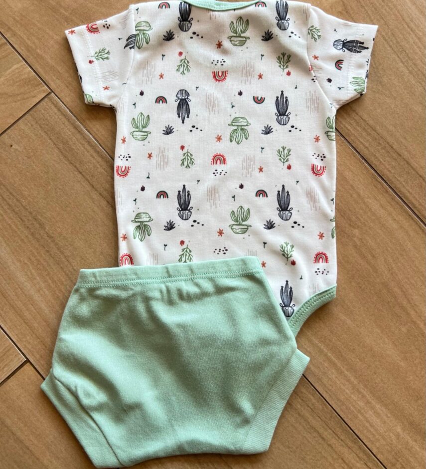 Conjunto Infantil Feminino Body Caquito e Short Verde Fernanda Ramos Kids