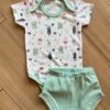 Conjunto Infantil Feminino Body Caquito e Short Verde Fernanda Ramos Kids