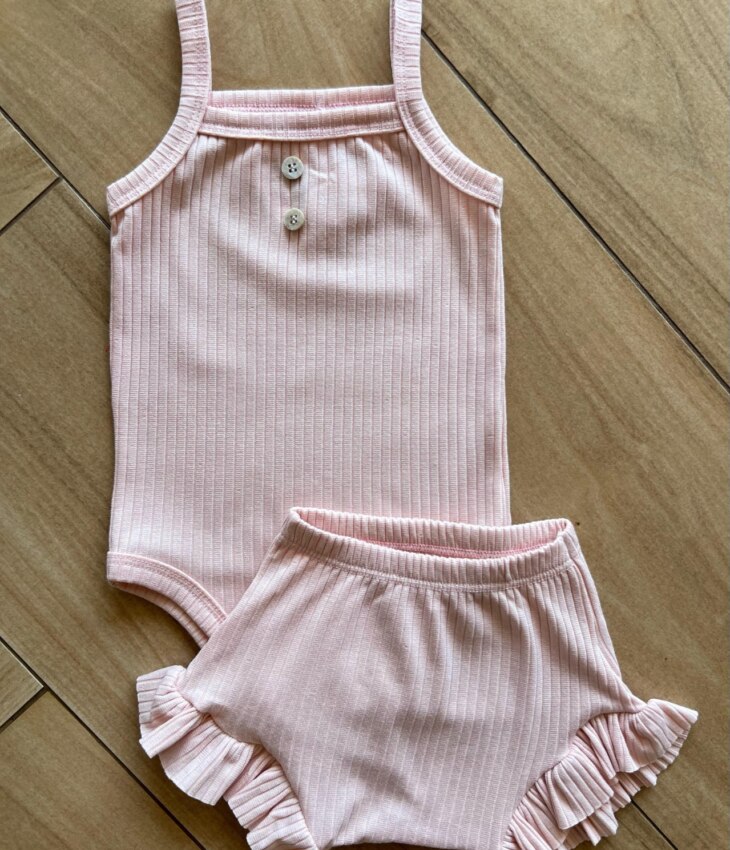 Conjunto Infantil Feminino Body de Alcinha e Calcinha Canelada Fernanda Ramos Kids