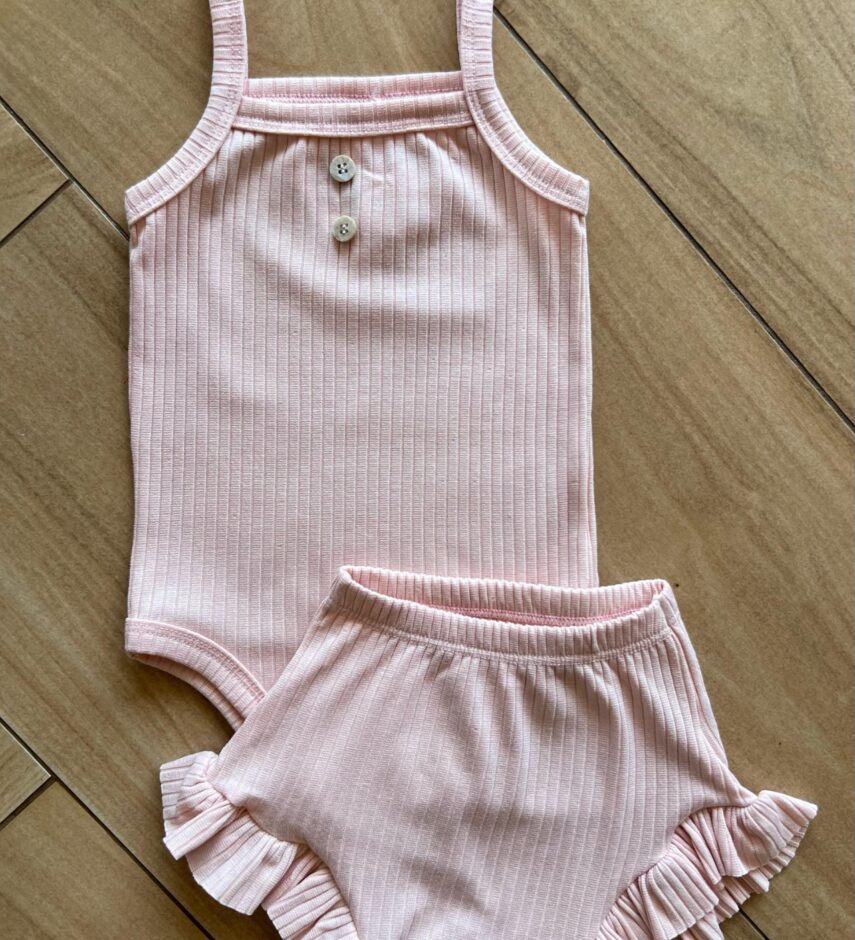 Conjunto Infantil Feminino Body de Alcinha e Calcinha Canelada Fernanda Ramos Kids