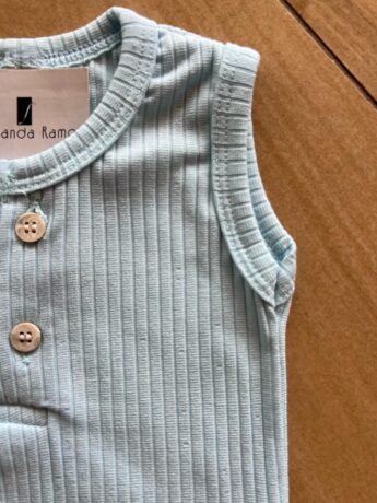 fernandaramoskids com br Conjunto Infantil Feminino Body Regata e Short Azul Bebê1