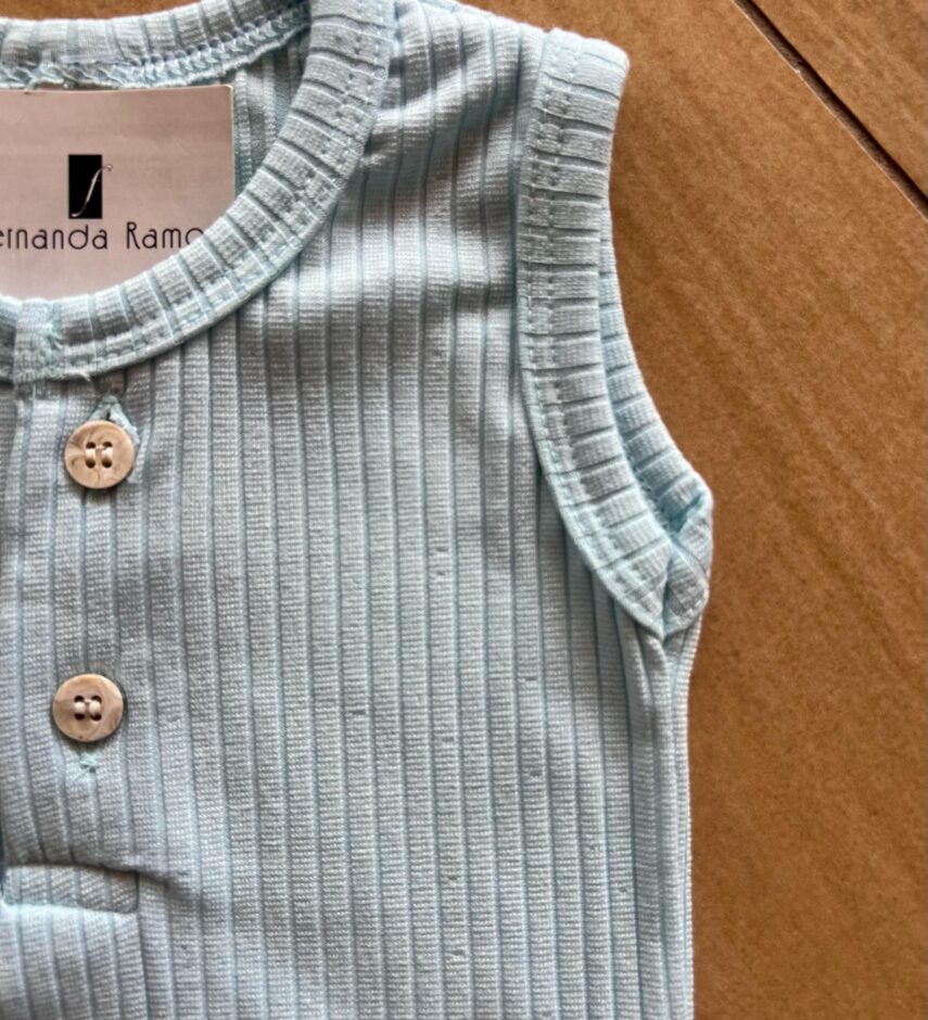 fernandaramoskids com br Conjunto Infantil Feminino Body Regata e Short Azul Bebê1