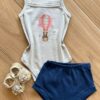 Conjunto Infantil Feminino Body Ursinho de Alcinha e Calcinha Azul Fernanda Ramos Kids