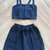 Conjunto Infantil Feminino Cropped com Lastex e Short Preto Fernanda Ramos Kids