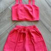 Conjunto Infantil Feminino Cropped com Lastex e Short Rosa Fernanda Ramos Kids