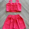 fernandaramoskids com br Conjunto Infantil Feminino Cropped com Lastex e Short Rosa 1