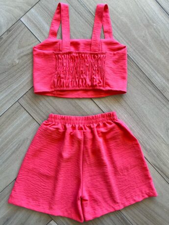 fernandaramoskids com br Conjunto Infantil Feminino Cropped com Lastex e Short Rosa 1