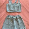 Conjunto Infantil Feminino Cropped com Lastex e Short Verde Meta Fernanda Ramos Kids