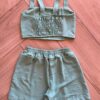 fernandaramoskids com br Conjunto Infantil Feminino Cropped com Lastex e Short Verde Meta 1