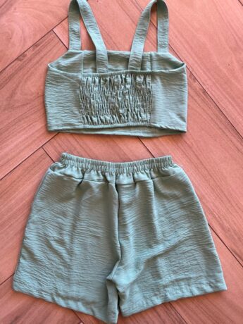 fernandaramoskids com br Conjunto Infantil Feminino Cropped com Lastex e Short Verde Meta 1