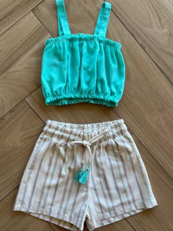 fernandaramoskids com br Conjunto Infantil Feminino Kimono Top e Short Listra Colorida1
