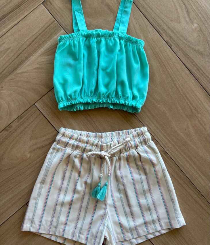 fernandaramoskids com br Conjunto Infantil Feminino Kimono Top e Short Listra Colorida1