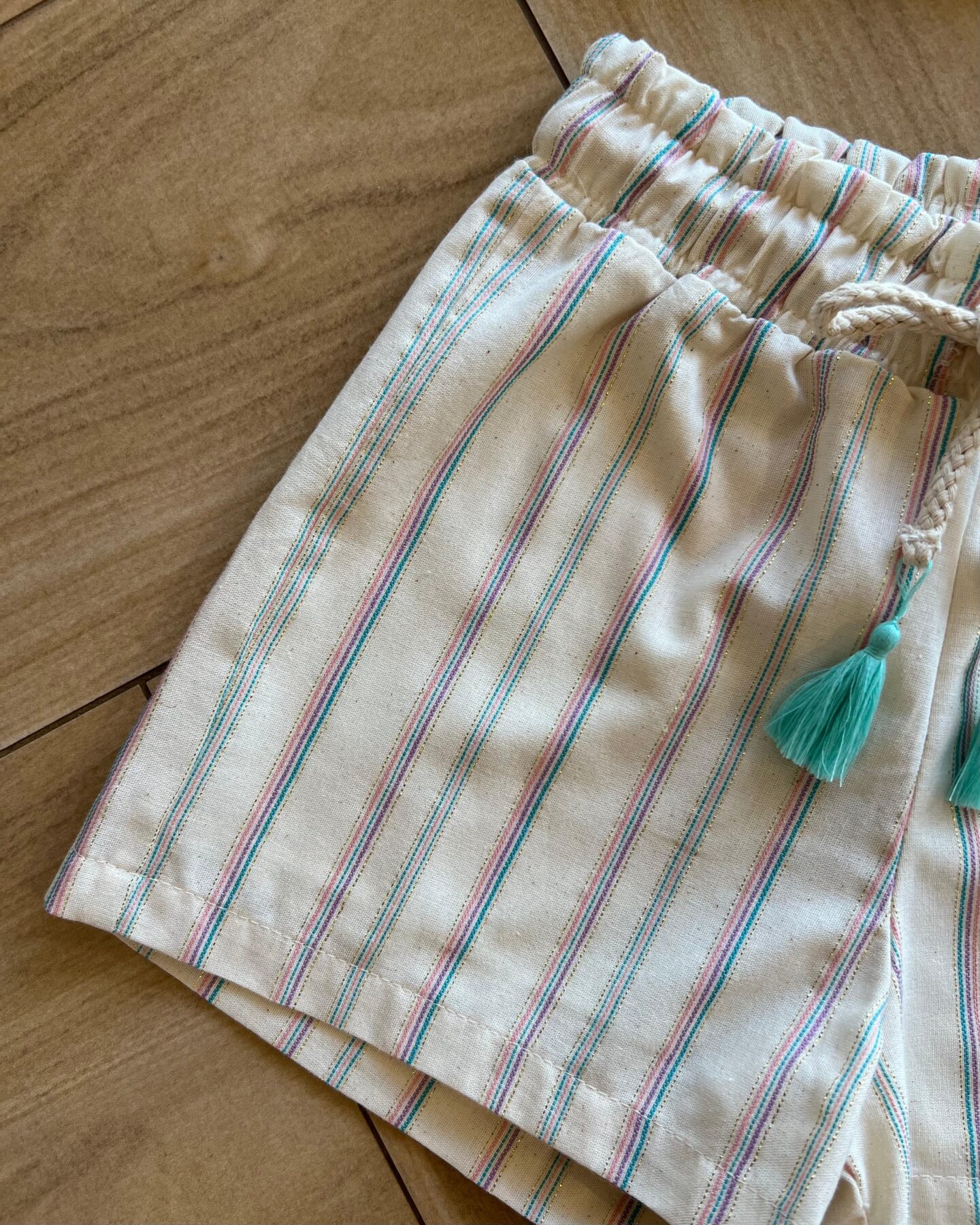 fernandaramoskids com br Conjunto Infantil Feminino Kimono Top e Short Listra Colorida2