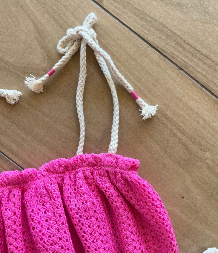 fernandaramoskids com br Conjunto Infantil Feminino Regata Alça em Cordão Rosa e Short 2