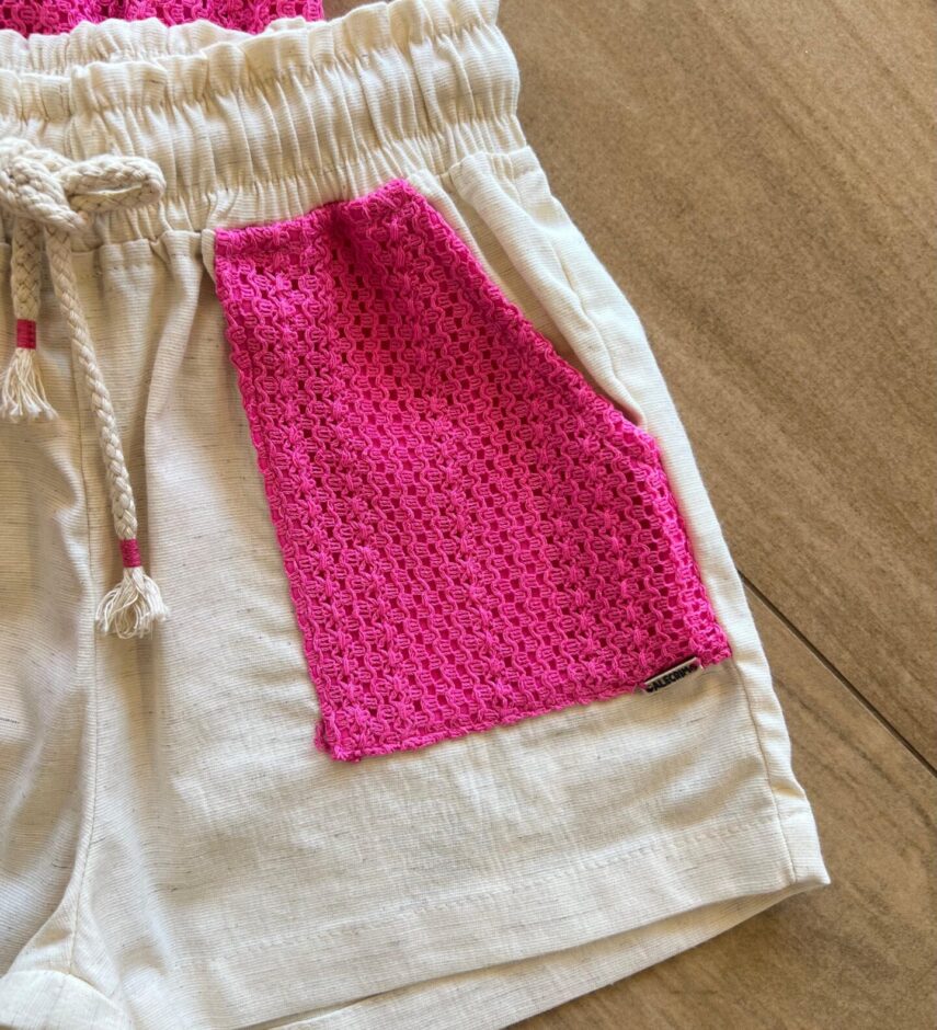 fernandaramoskids com br Conjunto Infantil Feminino Regata Alça em Cordão Rosa e Short 1