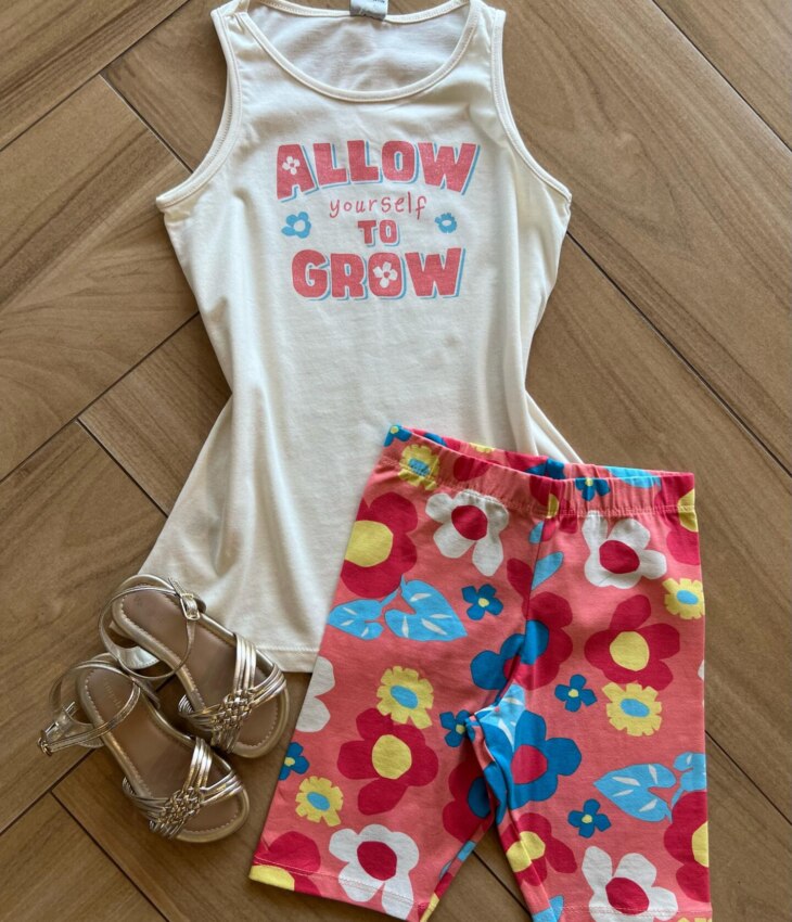 Conjunto Infantil Feminino Regata Allow Yourself e Short Estampado Fernanda Ramos Kids