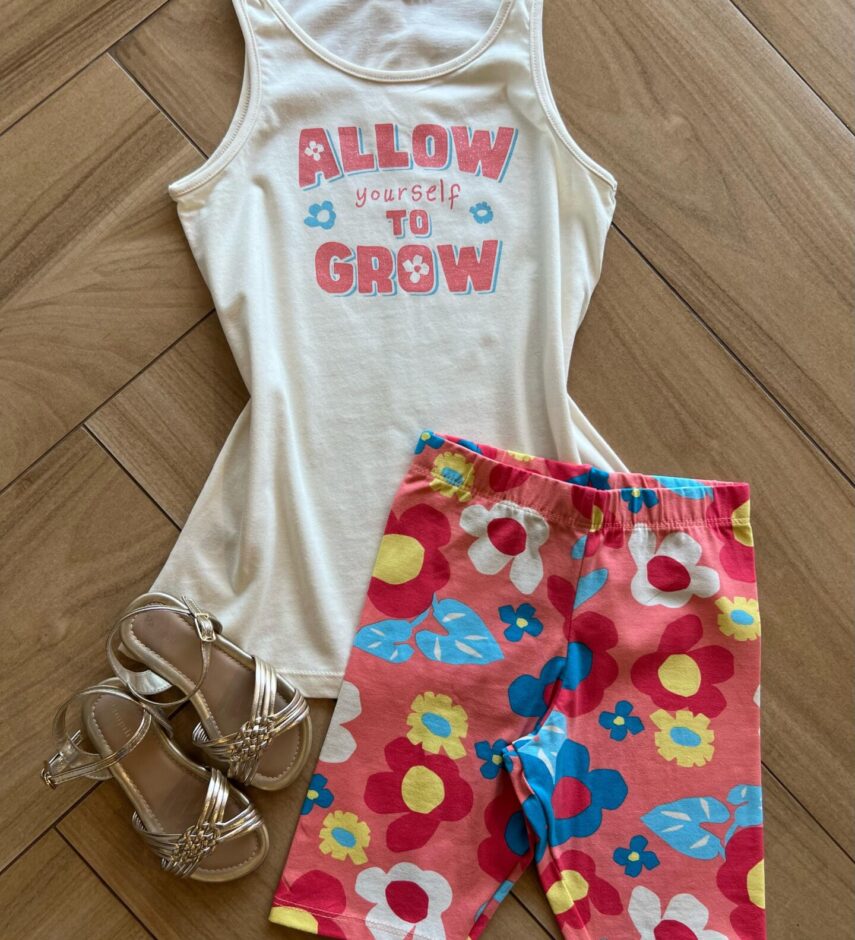 Conjunto Infantil Feminino Regata Allow Yourself e Short Estampado Fernanda Ramos Kids