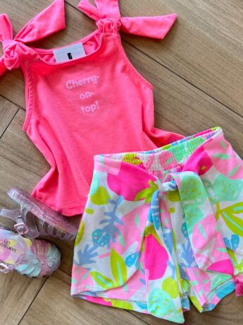 fernandaramoskids com br Conjunto Infantil Feminino Regata Cherry e Short Estampado 1