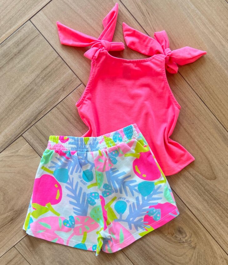 fernandaramoskids com br Conjunto Infantil Feminino Regata Cherry e Short Estampado 2