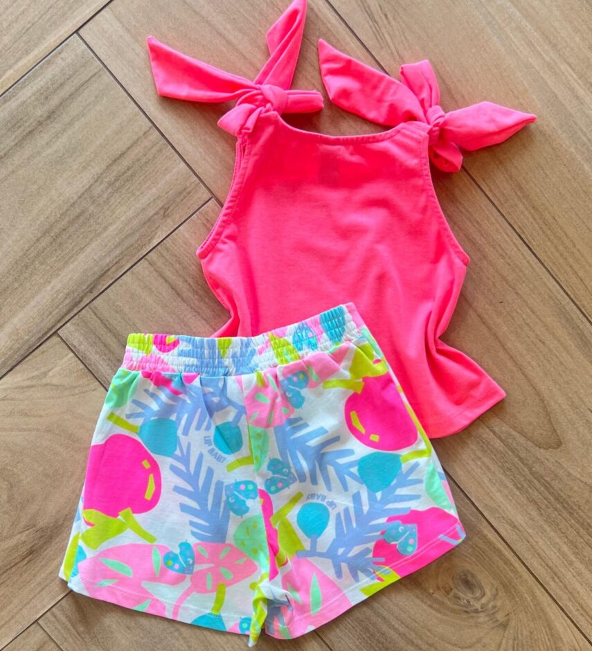 fernandaramoskids com br Conjunto Infantil Feminino Regata Cherry e Short Estampado 2