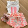 Conjunto Infantil Feminino Regata Chinelo Rosa e Short Fernanda Ramos Kids