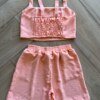 Conjunto Infantil Feminino Regata Cropped com Lastex e Short Laranja Fernanda Ramos Kids