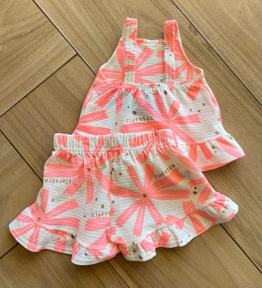 fernandaramoskids com br Conjunto Infantil Feminino Regata e Short Estampa Florescer Rosa2