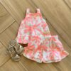 Conjunto Infantil Feminino Regata e Short Estampa Florescer Rosa Fernanda Ramos Kids