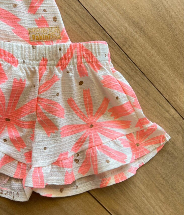 fernandaramoskids com br Conjunto Infantil Feminino Regata e Short Estampa Florescer Rosa1
