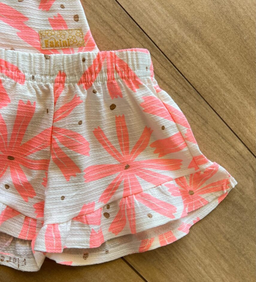 fernandaramoskids com br Conjunto Infantil Feminino Regata e Short Estampa Florescer Rosa1
