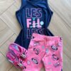 Conjunto Infantil Feminino Regata e Short Estampado De Sport Fernanda Ramos Kids
