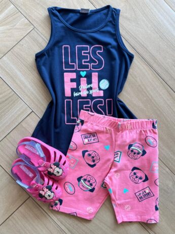 Conjunto Infantil Feminino Regata e Short Estampado De Sport Fernanda Ramos Kids