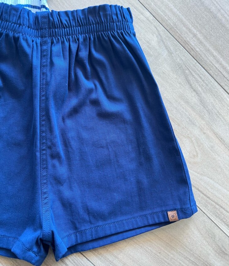 fernandaramoskids com br Conjunto Infantil Feminino Regata Listrada e Short Azul Escuro1