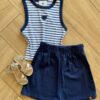 Conjunto Infantil Feminino Regata Listrada e Short Azul Escuro Fernanda Ramos Kids