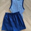 fernandaramoskids com br Conjunto Infantil Feminino Regata Listrada e Short Azul Escuro2