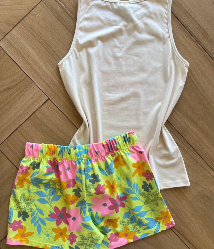 fernandaramoskids com br Conjunto Infantil Feminino Regata Lovely e Short Flor 3
