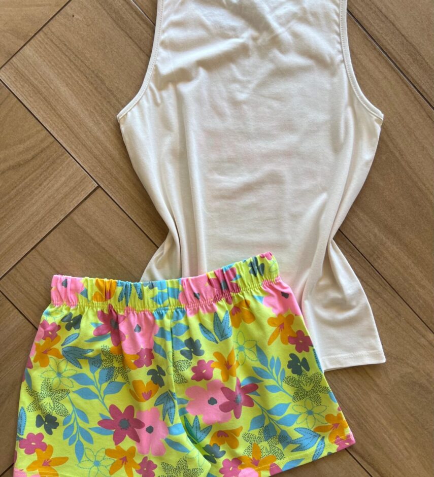 fernandaramoskids com br Conjunto Infantil Feminino Regata Lovely e Short Flor 3