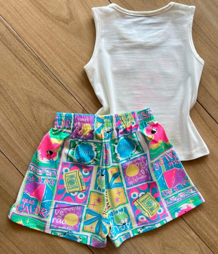 fernandaramoskids com br Conjunto Infantil Feminino Regata Sal & Sol e Short Estampado3