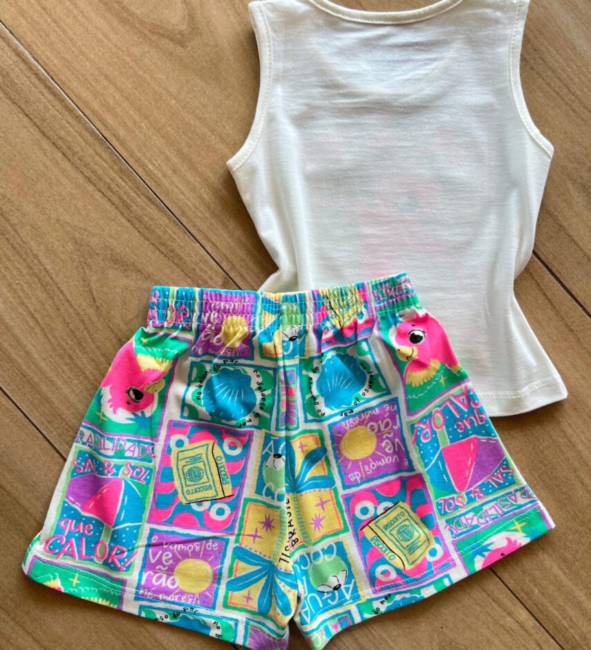fernandaramoskids com br Conjunto Infantil Feminino Regata Sal & Sol e Short Estampado3