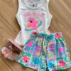 Conjunto Infantil Feminino Regata Sal & Sol e Short Estampado Fernanda Ramos Kids