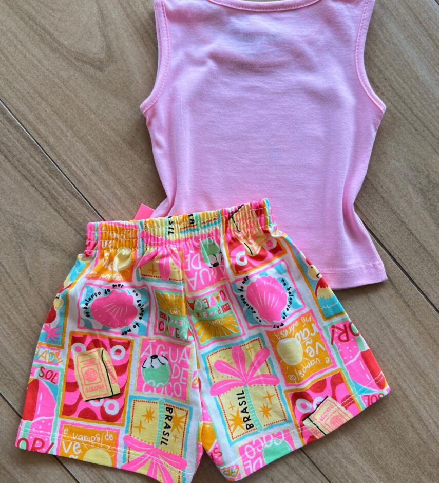 fernandaramoskids com br Conjunto Infantil Feminino Regata Sal Sol Rosa e Short 2